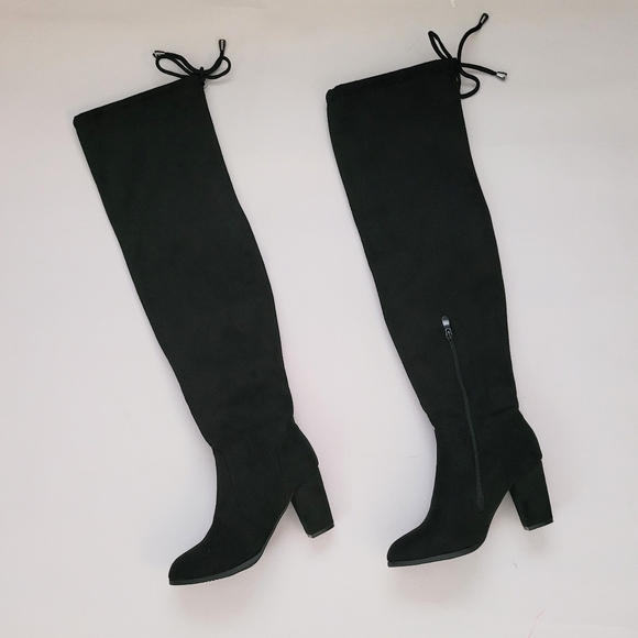 High Black Boots Over the Knee Fabric 25" High Size 7.5 NEW - Picture 7 of 11